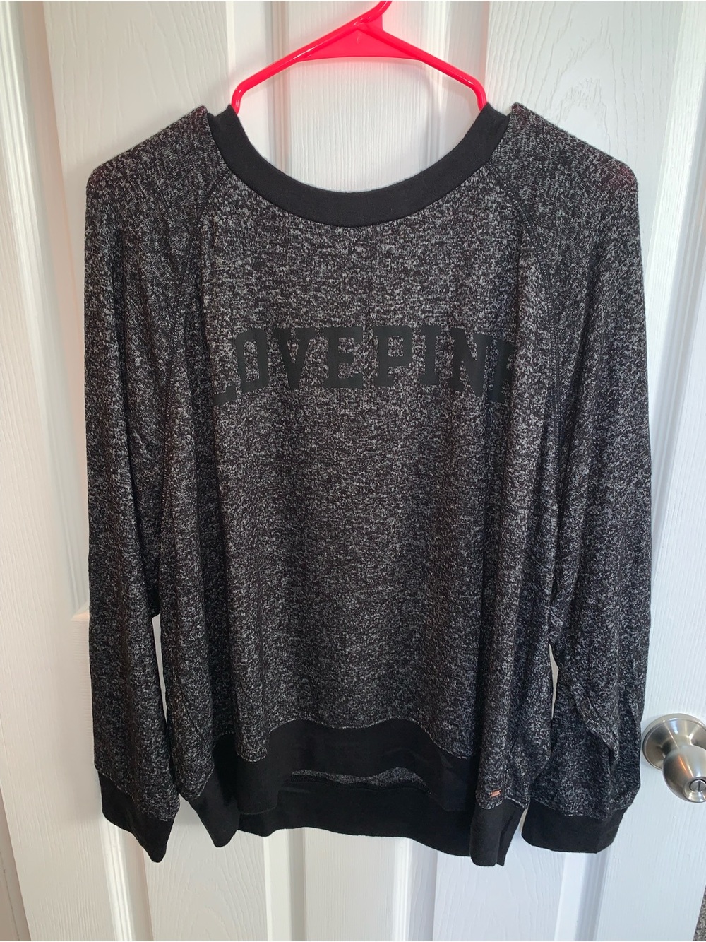 Two PINK Victoria's Secret Black/Blue Marled Crewneck Pullover-NWOT